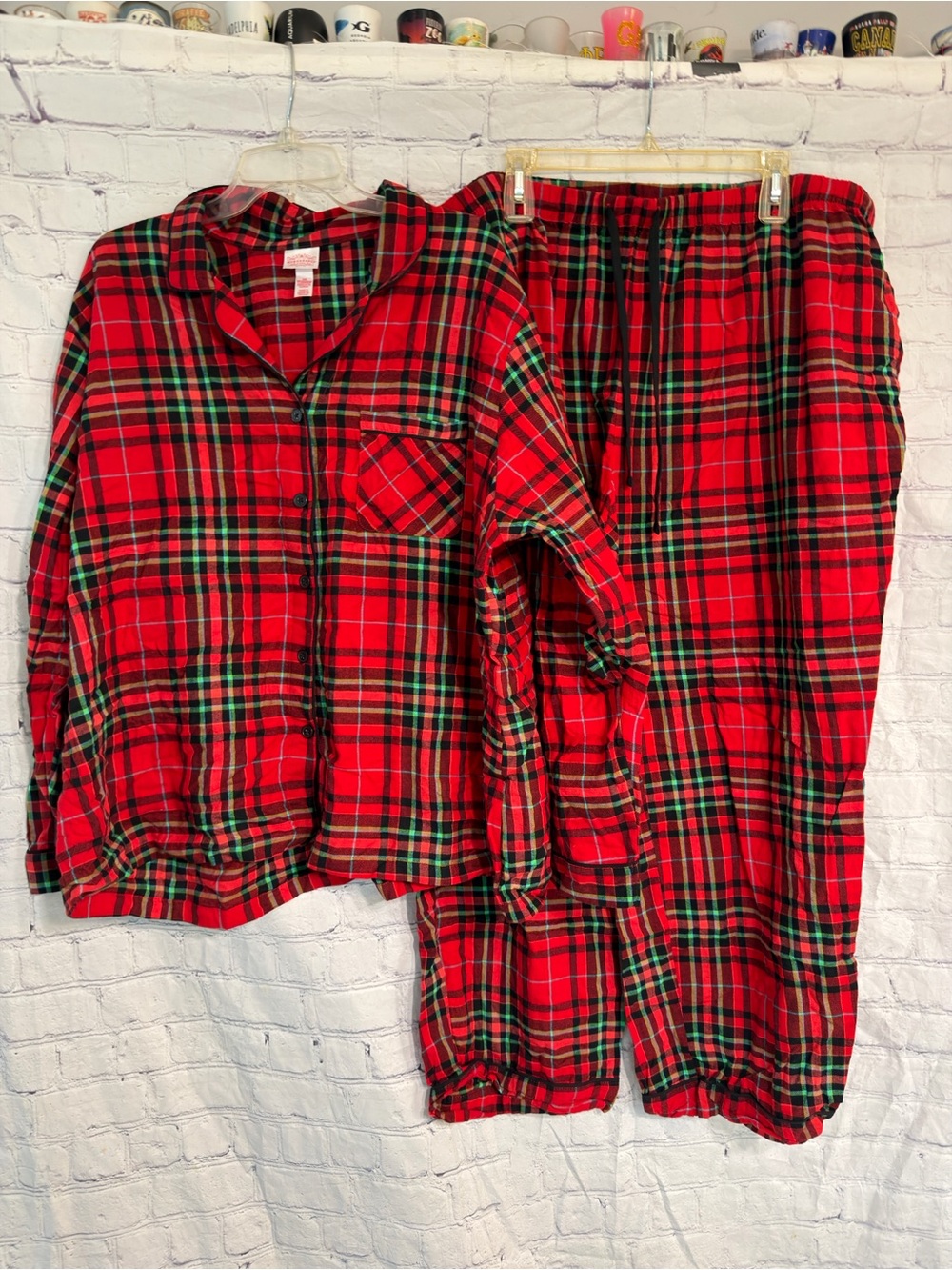 Wondershop Red and Green Plaid Flannel Pajama Set 2X